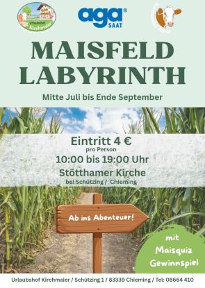 Maisfeld Labyrinth in Chieming, © Urlaubshof Kirchmaier Maisfeld Labyrinth in Chieming, © Urlaubshof Kirchmaier