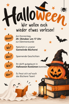Gemeindebücherei: Vorleseabend "Halloween" Gemeindebücherei: Vorleseabend "Halloween"