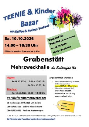 Teeniebazar Flyer-Nummernvergabe Oktober. 2026