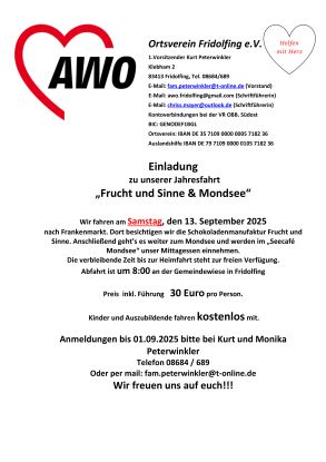 AWO Fridolfing Jahresfahrt, © AWO Ortsverein Fridolfing e.V.