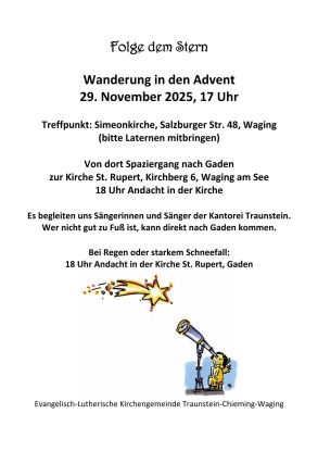 Wanderung in den Advent, © Evangelisch-Lutherische Kirchengemeinde Traunstein-Chieming-Waging