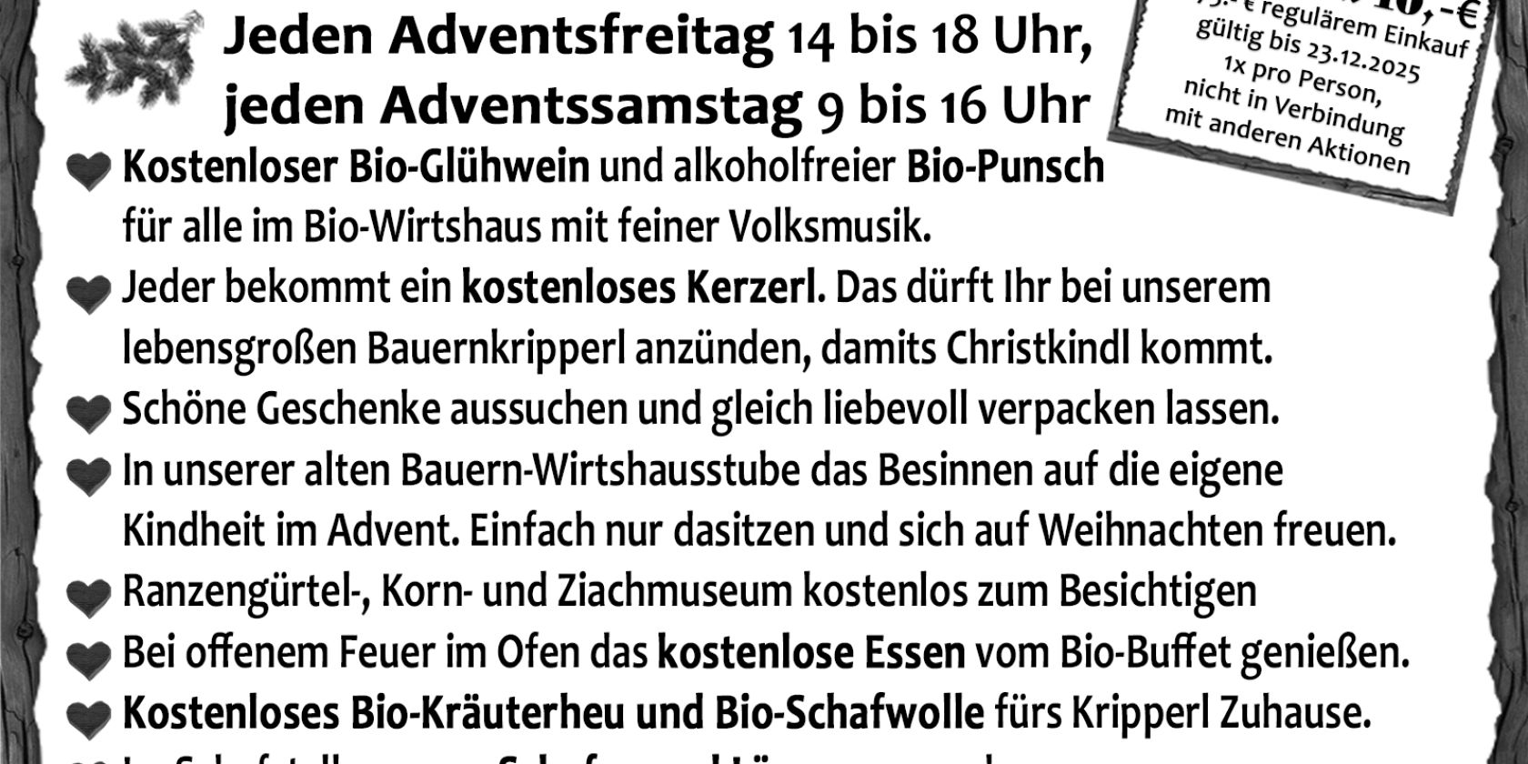 Advent wie früher dahoam, © Erlebnisdorf Winklbauer