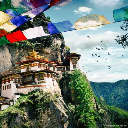 Bhutan und das "Bruttonationalgl&uuml;ck" (Hybrid-Veranstaltung), &copy; (Design/Foto: canva.com)