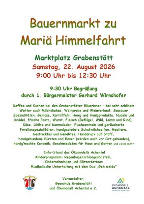2026 Plakat Bauernmarkt zu Mari&auml; Himmelfahrt