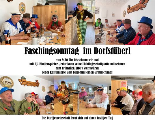 Plakat Faschingssonntag im Dorfst&uuml;berl 2026, &copy; Dorfgemeinschaft G&ouml;tzing