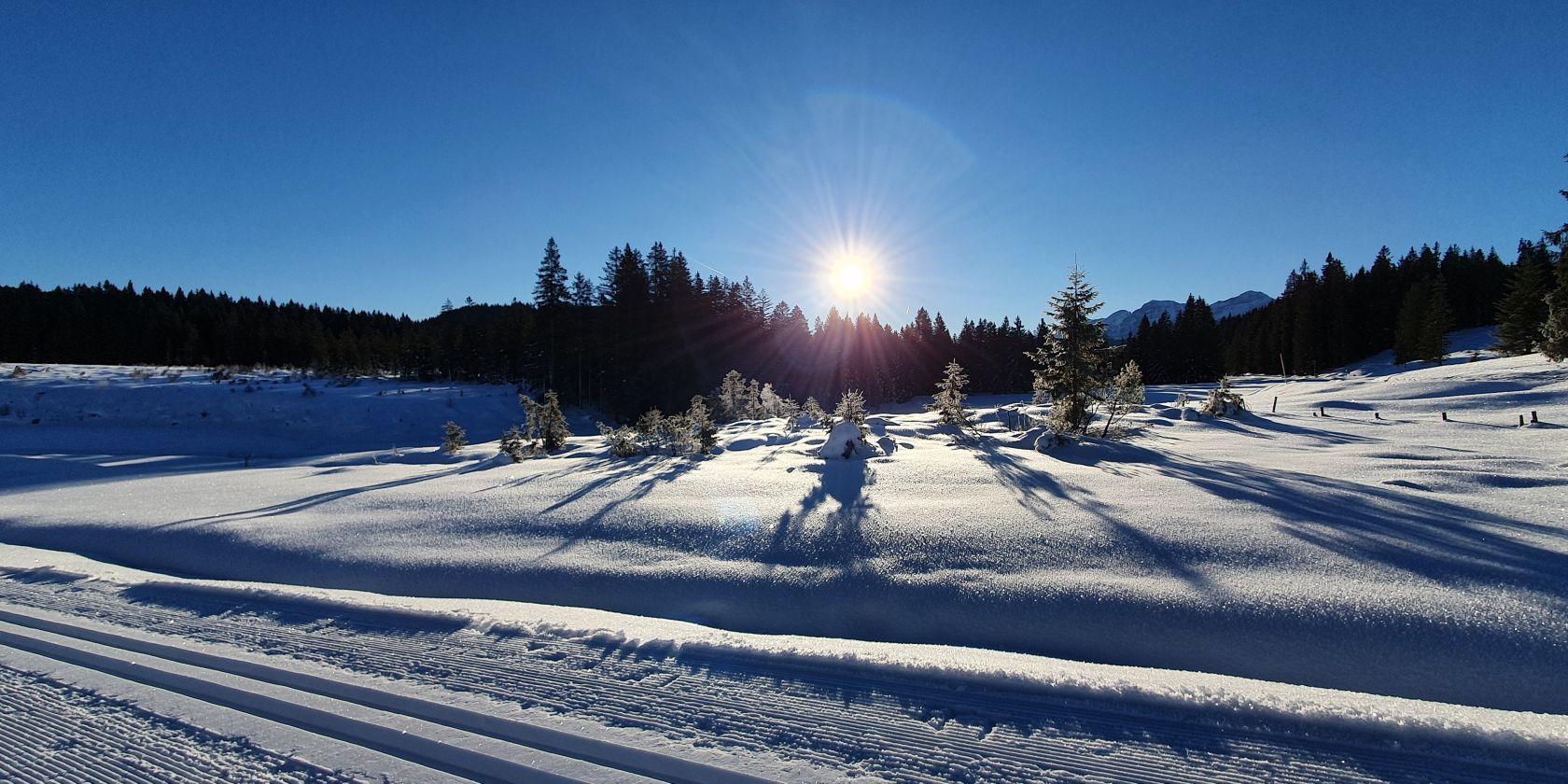 Winterlandschaft mit Loipe Winklmoos-Alm, &copy; Tourist Information - Plafinger