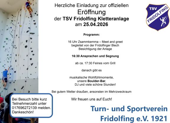 Einladung Vereine 25.04, &copy; TSV Fridolfing Abteilung Klettern